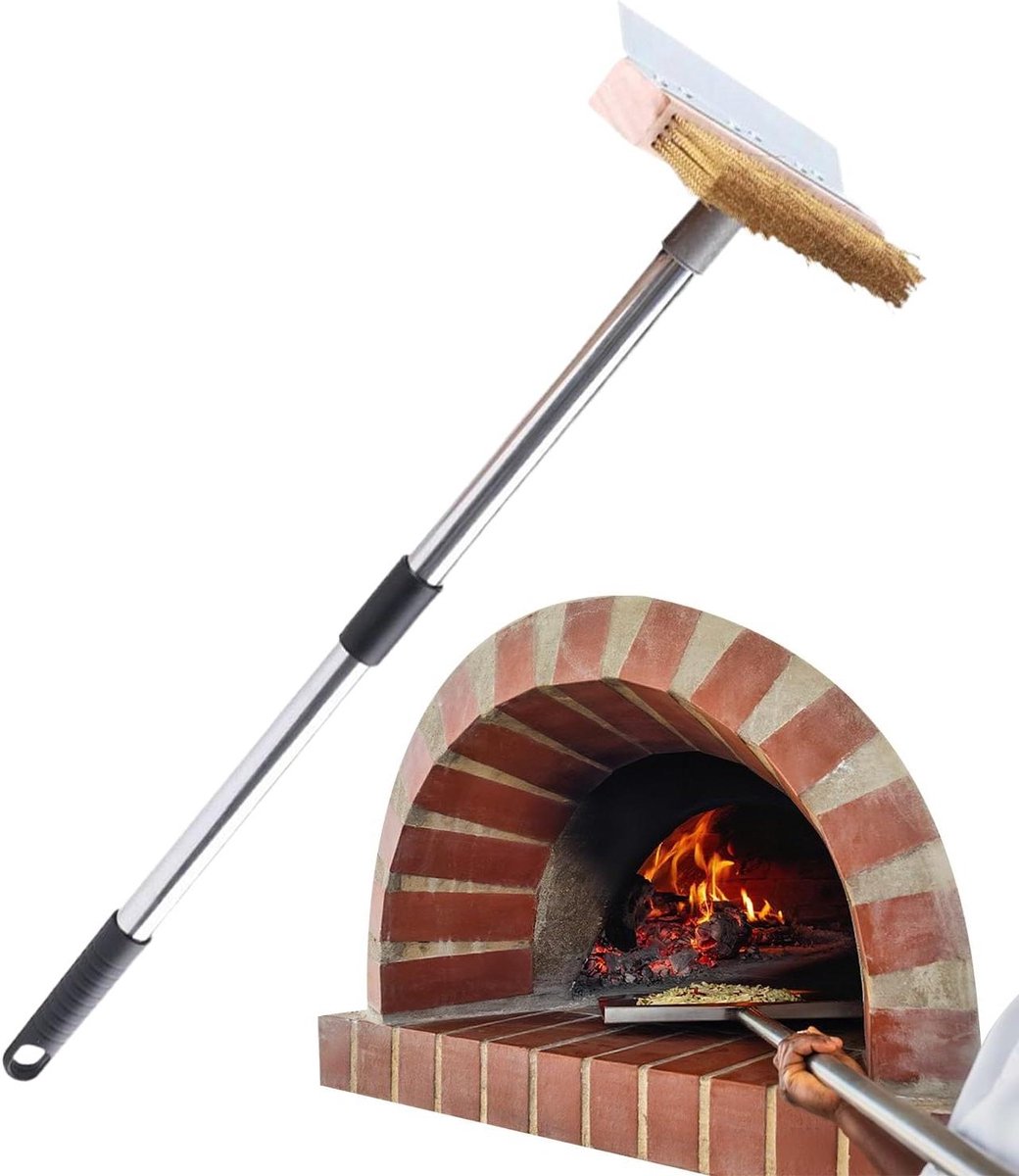 Pizzasteen Borstel - Grillreiniger - Oven Schoonmaken - Antislip Handgreep - 42 cm Lengte - Niet Gespecificeerd