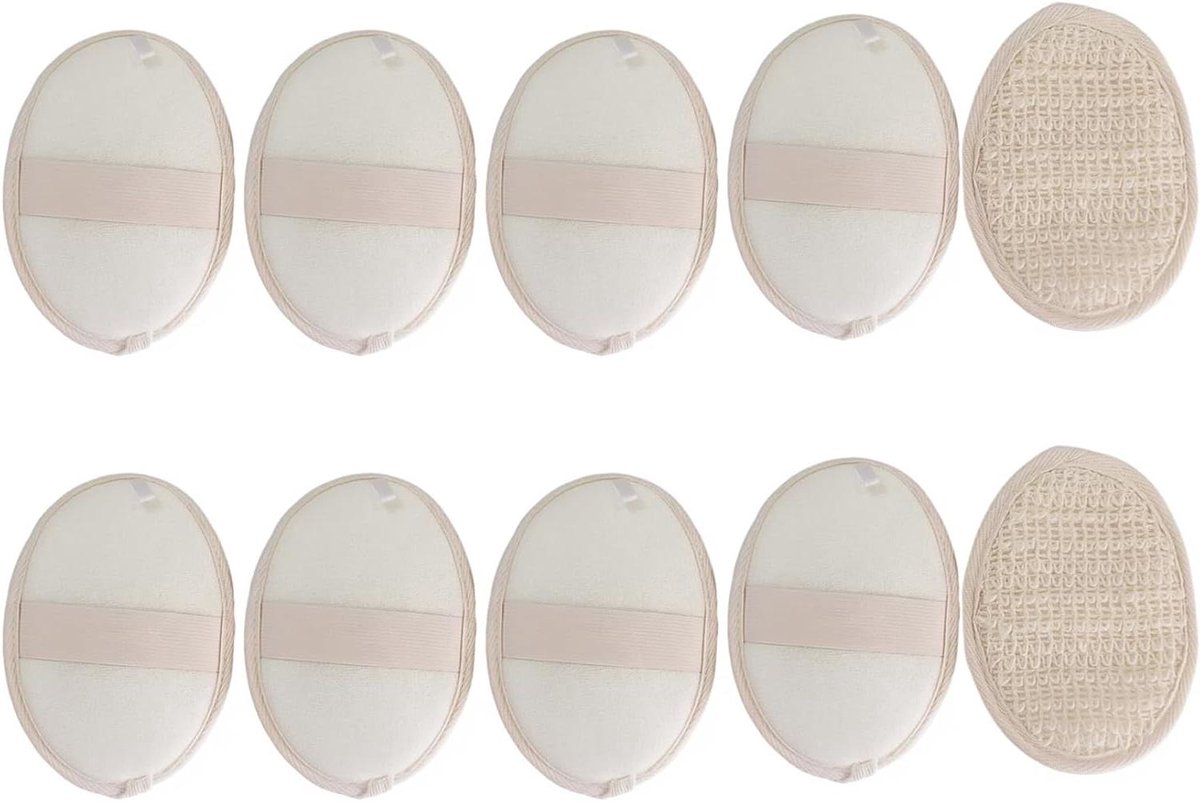 Bad Spons Set - Douche Scrub - Huid Reinigen - Met Handriem - 10 Stuks - Beige