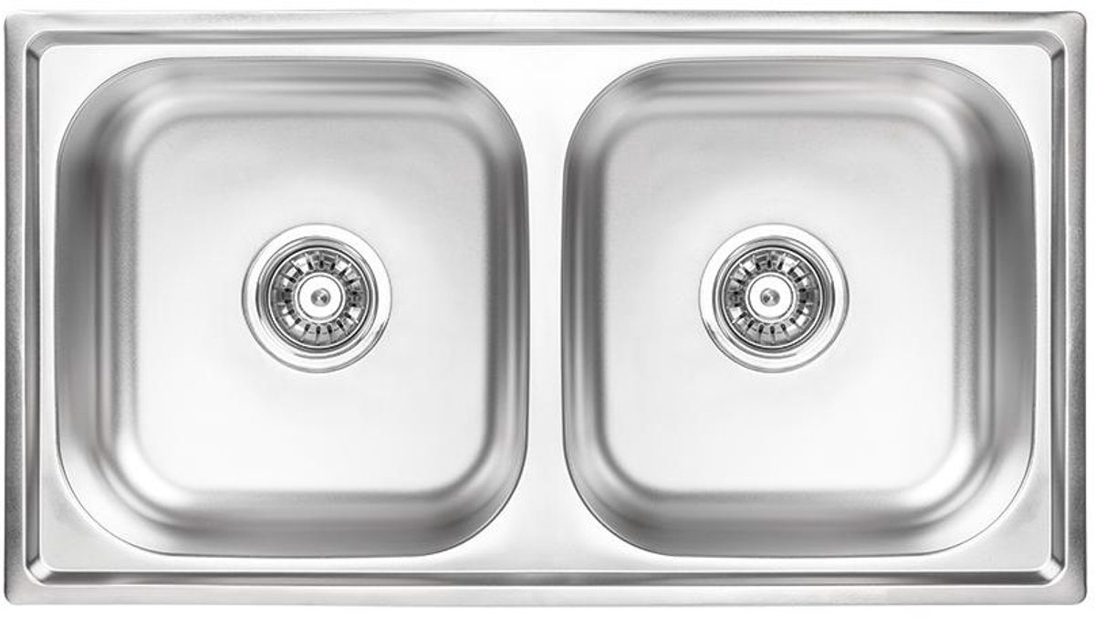Ausmann Basic dubbele rvs opbouw spoelbak 78x43 cm inclusief sifon 1208956995