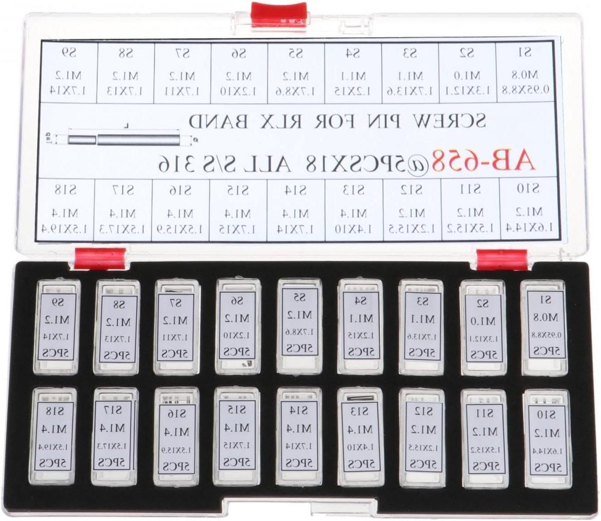 Horlogeband Pinnen - Horlogereparatie Schroeven - Horloge Onderhoud - Roestvrij Staal - 18 Maten - Zilver