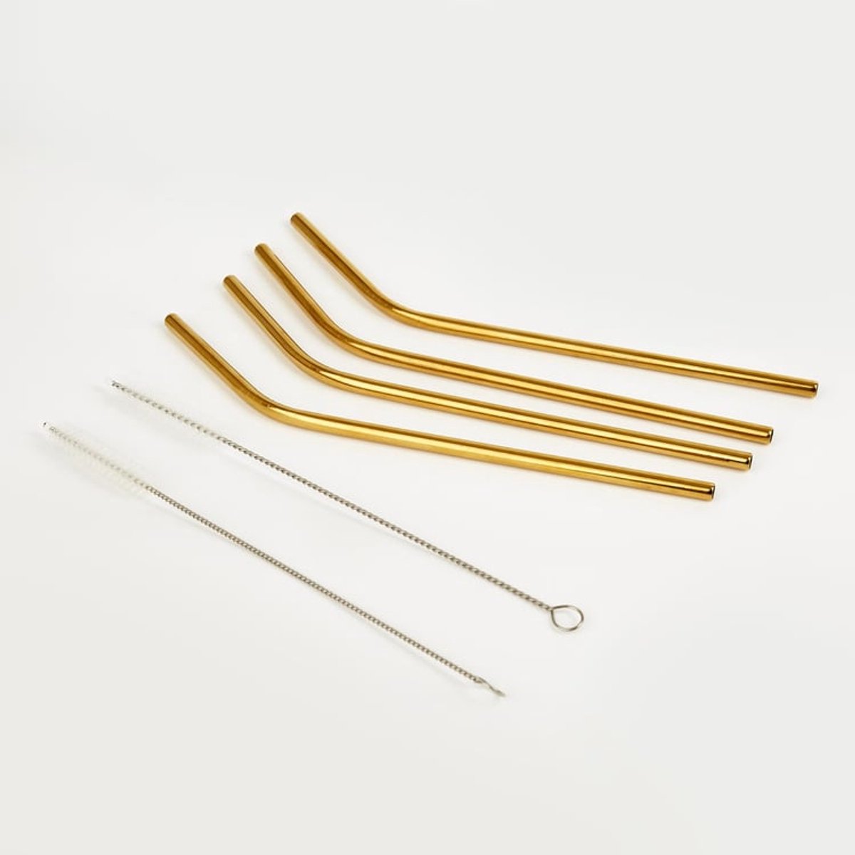 20x Rietjes - Herbruikbaar - RVS - Herbruikbare metalen rietjes - Stainless steel straws - Reusable - Duurzaam - Drinkrietjes - Duurzame rietjes - Met 4 ragers - Smoothies - Cocktails - Goud - Jonyx