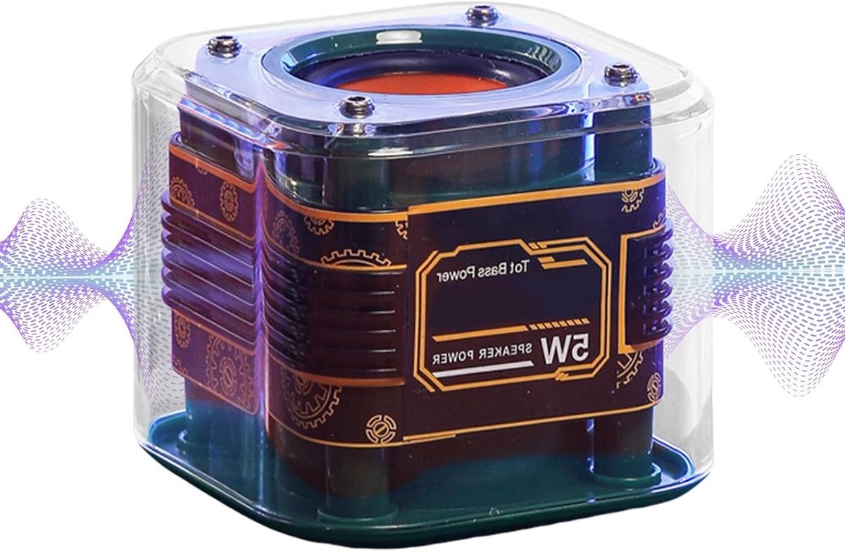 Draagbare Luidspreker - Stereo Speaker - Muziek Onderweg - 360 Surround Sound - 8 x 8 cm - Donkergroen