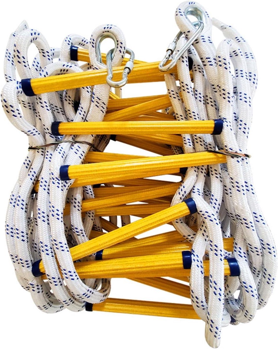 Noodtouwladders - Veiligheidladder - Snelle Evacuatie - Vlamvertragend Polyester - 16FT - Zwart
