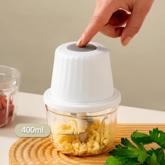 400 Ml Elektrische Knoflookhakker - Knoflookmolen Met 6 Messen Mini-Groentehakker - Draagbare Usb-Foodprocessor Voor Gember Chili En Fruit van NCRealher — afbeelding 2