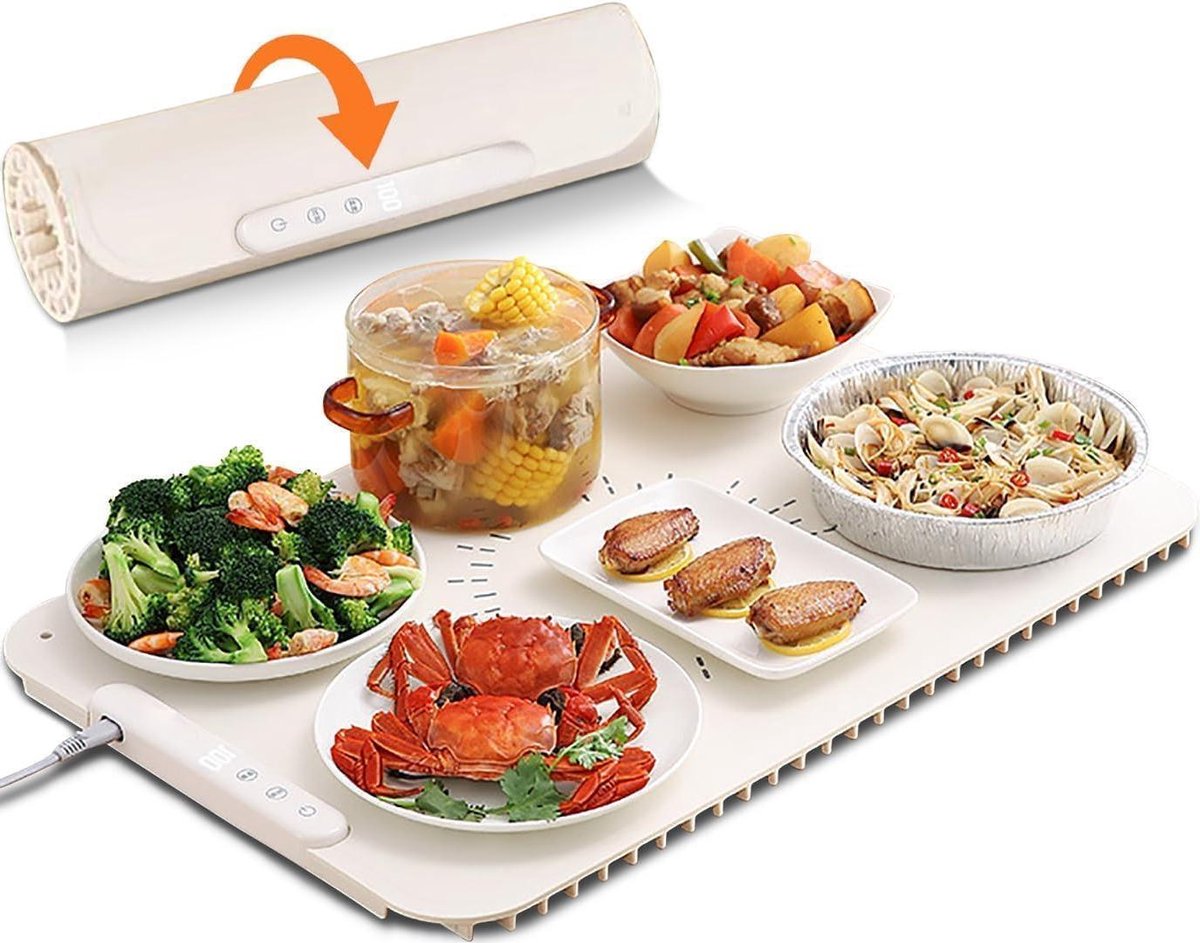 Elektrische warmhoudbak - Opvouwbare voedselverwarmer - Feestjes en catering - Instelbare temperatuur - 0-4 uur timing - Zwart