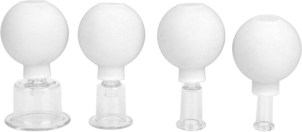 Massage Cupping Set - Vacuüm Cupping - Spierpijn Verlichten - Niet Breekbaar PVC - 4 Cups - Wit
