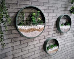 Wandplantenbak Set - Metaal Hangend - Decoratief Groen - Industriële Stijl - Set van 3 - Groen