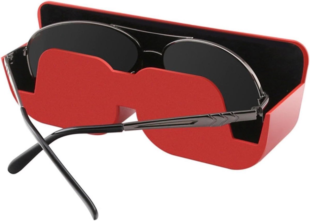Auto Houder - Bril Opbergvak - Veilig Rijden - Eén Hand Bediening - 16 cm Lengte - Rood