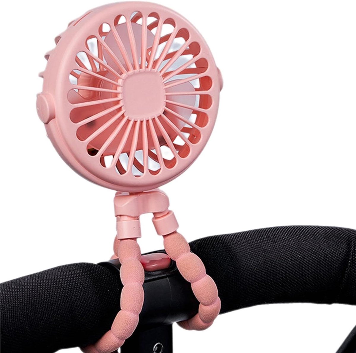 Draagbare kinderwagen ventilator - Handkoeler - Comfort op reis - 3 snelheden - 97 cm blad - Roze