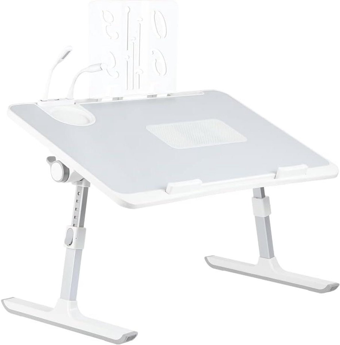 Bedtafel - Laptoptafel Bureau - Comfortabel Werken - Ingebouwde Ventilator - 60x40cm - Grijs