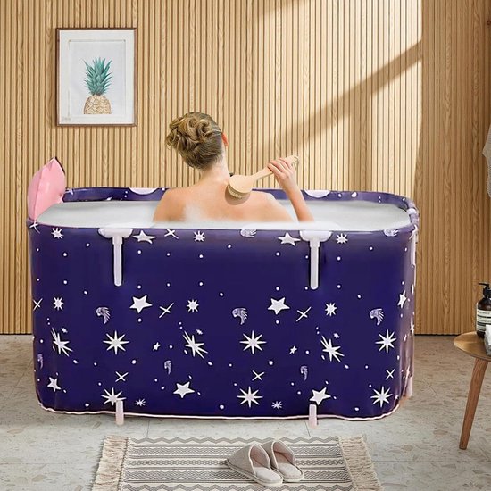Opvouwbare badkuip - Inklapbaar bad - Reizen en thuis - Ruimtebesparend ontwerp - 120 x 55 x 50 cm - Blauw — afbeelding 3
