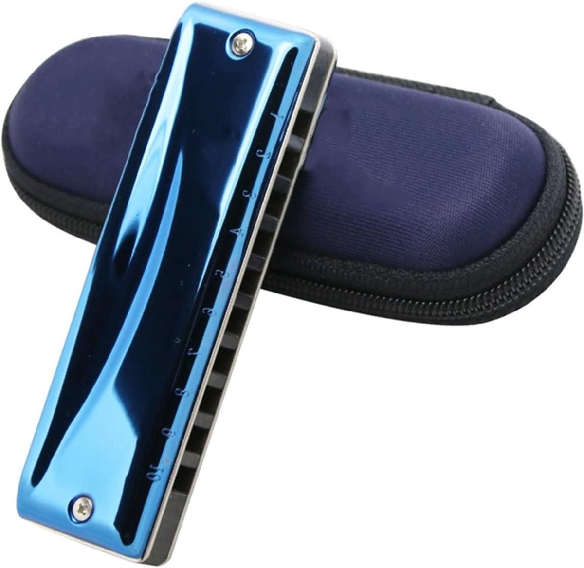 Mondharmonica - Muziekinstrument - Muziek Maken - Heldere Klank - 10 Gaten - Blauw Glanzend