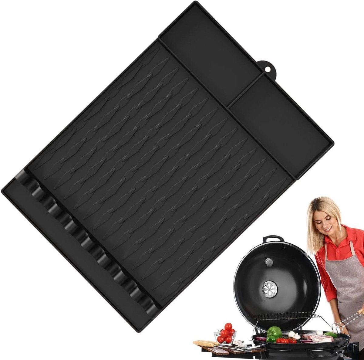 Spatelhouder Grillplaat - Onderlegger Mat - Barbecue Organisatie - Hittebestendig Ontwerp - 425 cm Lengte - Zwart
