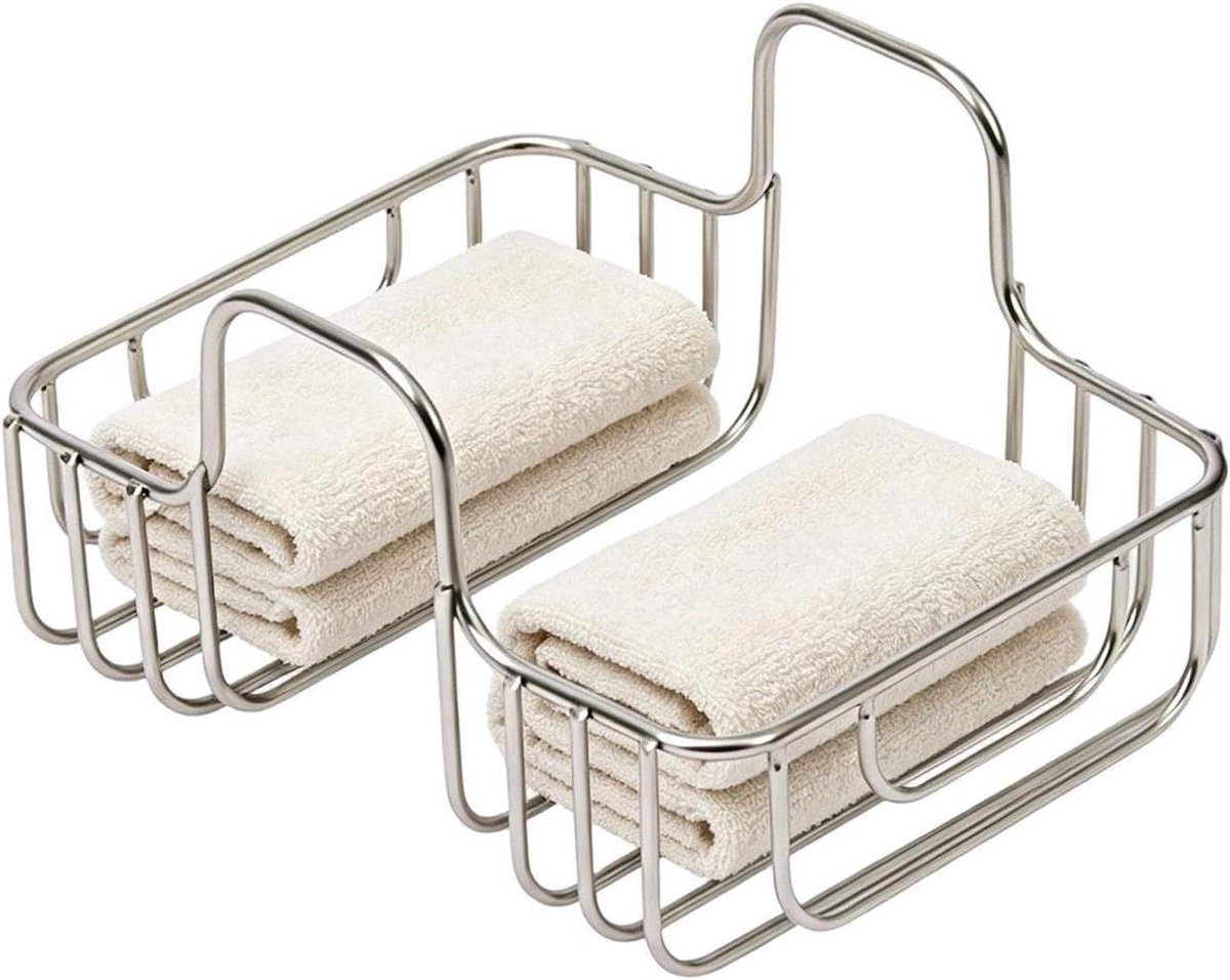 Sponshouder Keuken - Afdruiprek - Aanrecht Organiseren - Roestvrij Staal - 10x14x10 cm - Zilver