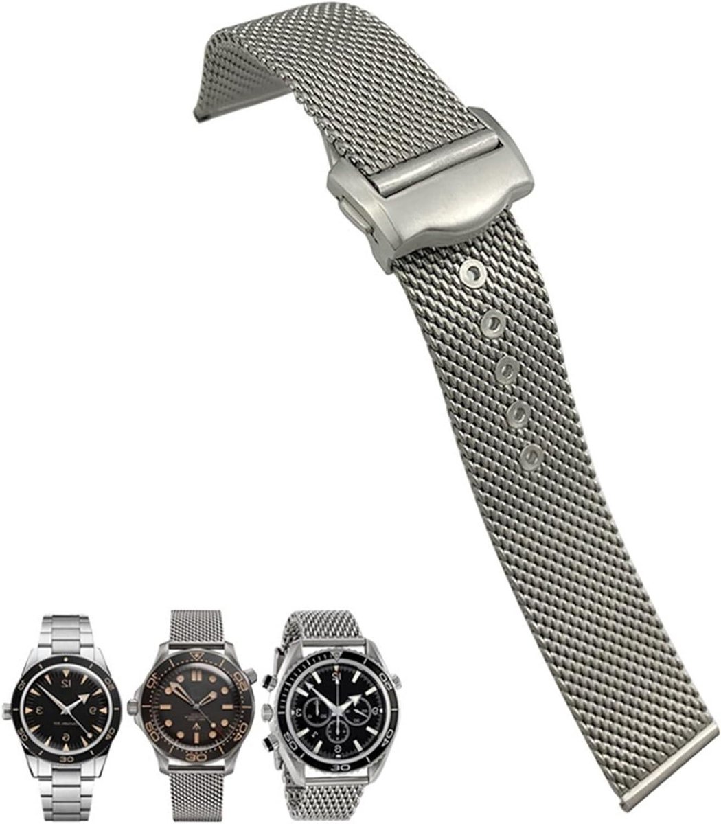 Horlogeband Metaal - Geweven Band - Dagelijks Gebruik - Verstelbaar Ontwerp - 20mm - Zilver