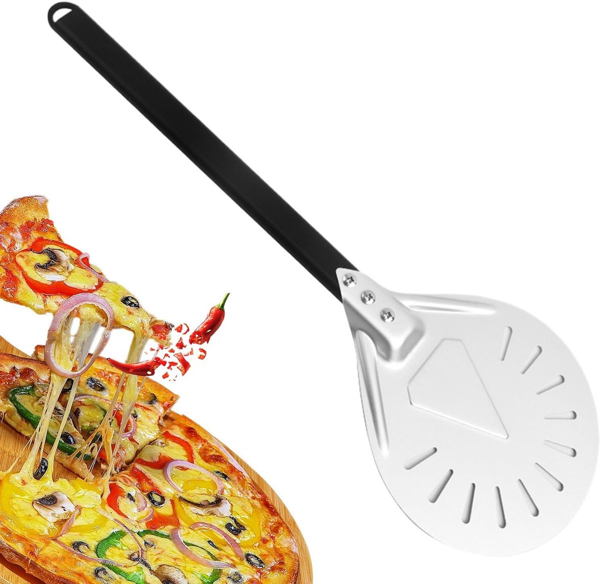 Pizza Spatel - Bakgerei - Pizza Bakken - Geperforeerd Ontwerp - 575 cm - Zilver