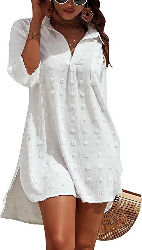 V-hals strandjurk voor dames - Ademend katoen - Zomer cover-up
