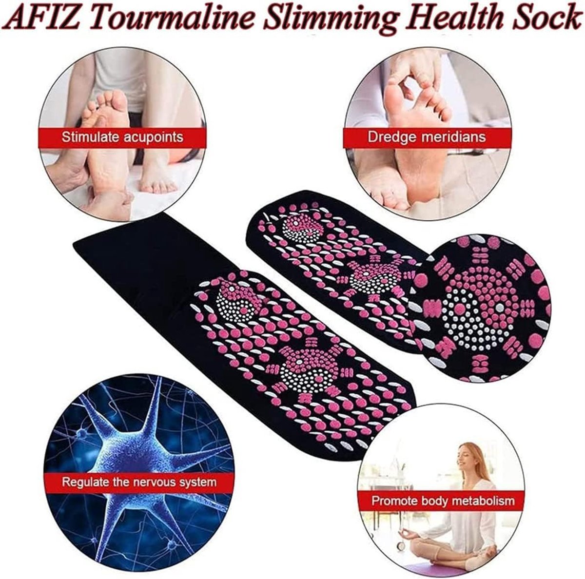 Zelfverwarmende Sokken - Massage Sokken - Voetcomfort Bevorderen - Natuurlijke Acupressuur Stimulatie - 3 Paar - Zwart — cadeau in Cadeau-ideeën - foto 4