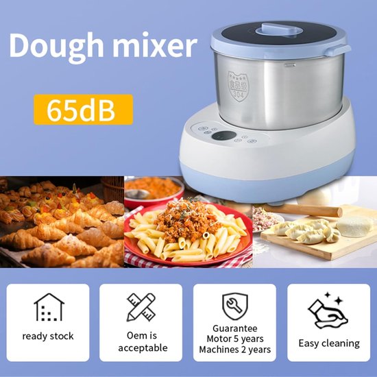 Deegkneedmachine - Keukenmixer - Deeg Maken - Touchscreen Bediening - 5 Liter Kom - Blauw — afbeelding 3
