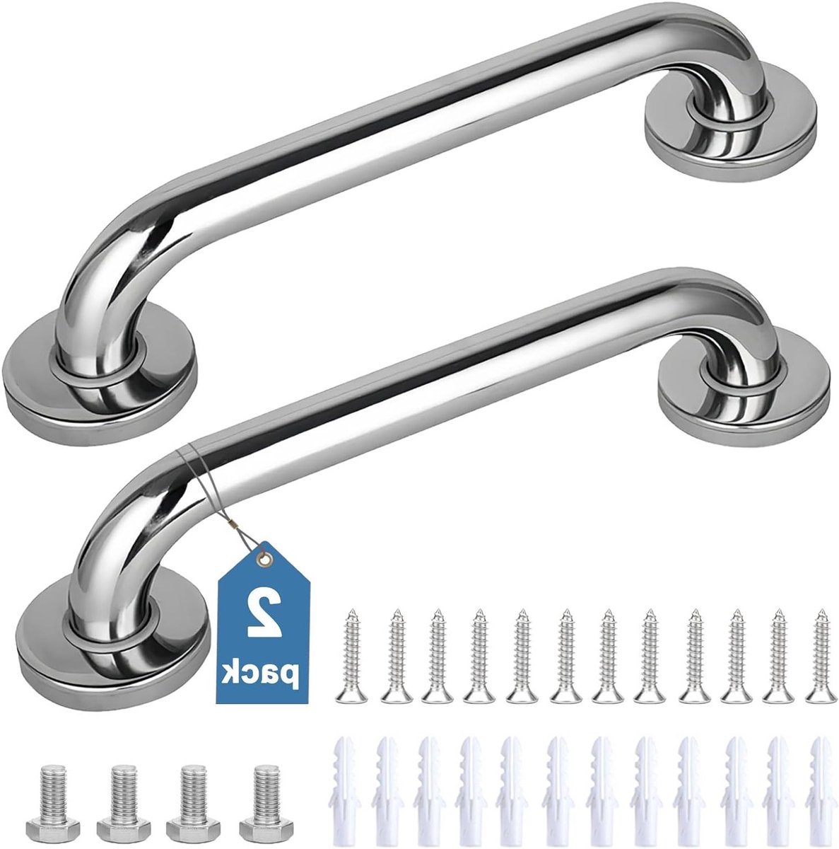 RVS Douchehandgrepen Set van 2 - Antislip Badkamersteun voor Ouderen, Kinderen en Personen met Beperkingen - 30 cm Veiligheidsbeugel