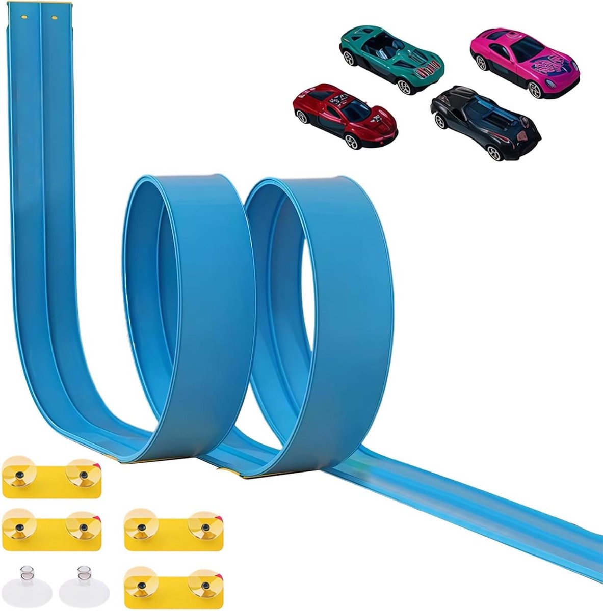 Flexibele Racebaan - Buigzame Baan - Kinderen Spelen - Met Zuignappen - 45 Meter - Blauw