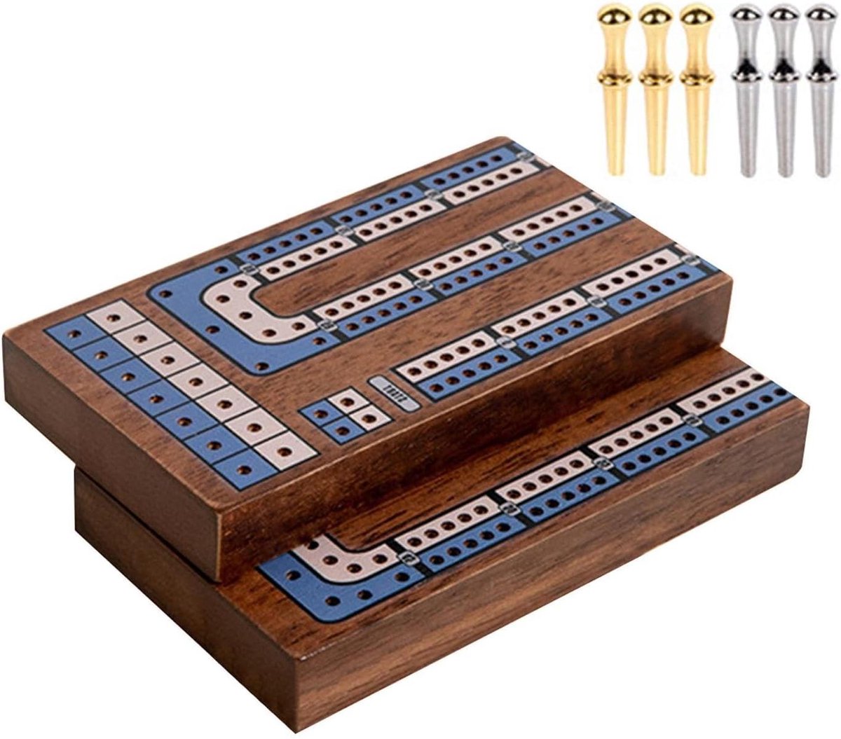 Kaart Scorebord - Reis Scorebord - Gezellig Spelen - Dubbel Spoor Ontwerp - Opvouwbaar Formaat - Zwarte Walnoot
