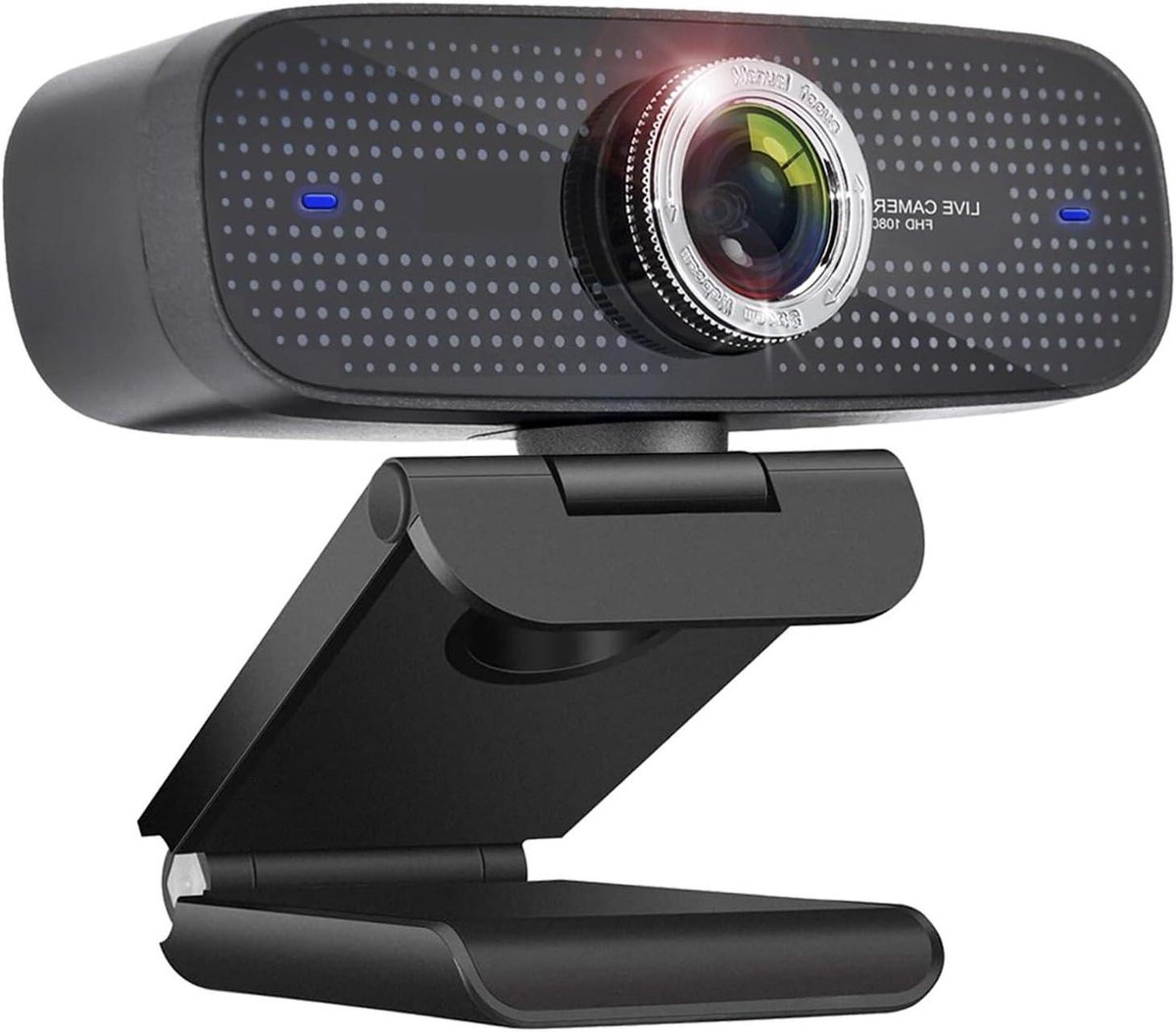 Webcam HD - Computer Camera - Online Vergaderen - 100 Graden Kijkhoek - 1080p Resolutie - Zwart