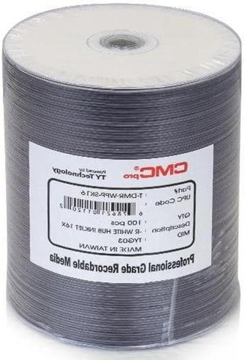 DVD-R Schijven - Lege Media - Data Opslag - Inkjet Printbaar - 100 Stuks - Wit
