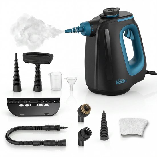 CleanKoala Handstoomreiniger – 15 sec Opwarmtijd – 30 min lang stomen – Incl. 12 Accessoires - Voor Badkamer, Keuken, Bank & Meubels