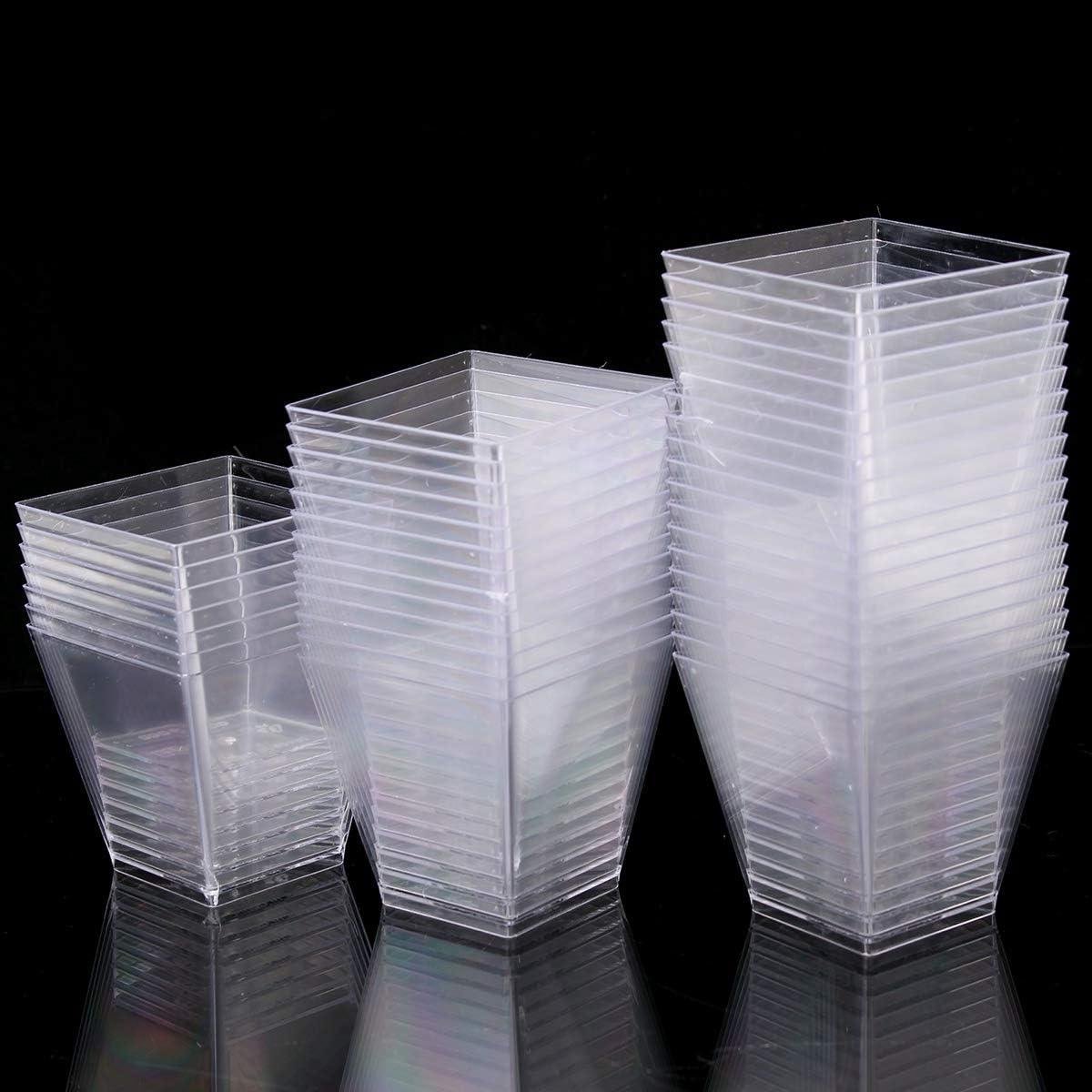 Dessert Bekers - Mousse Cups - Feestelijke Presentatie - Vierkante Vorm - 210 ml - Transparant