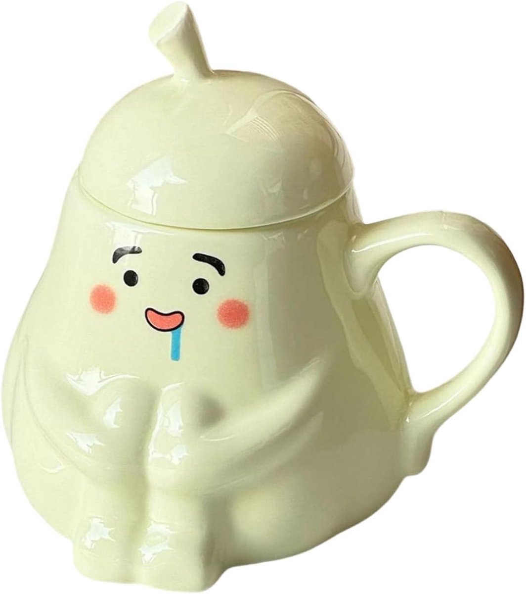 Keramische Beker - Theemok Deksel - Warme Drankjes - Peervormig Ontwerp - 450 ml - Meerkleurig