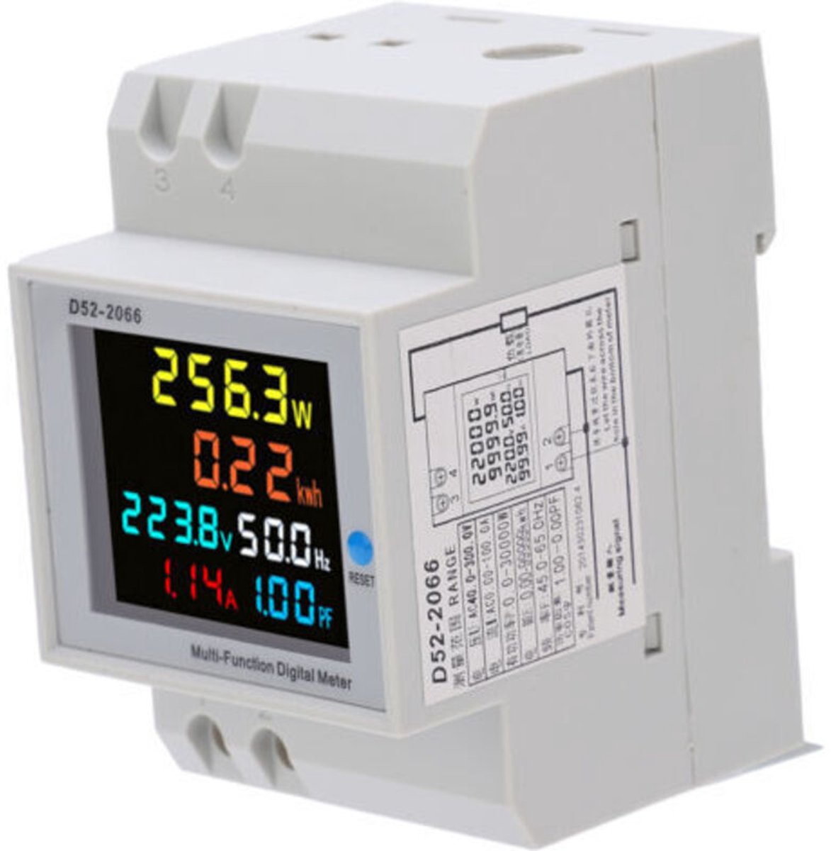 Slimme elektriciteitsmeter (railmontage) voor thuisgebruik, 220V eenfasig (AC40.0-300.0V)