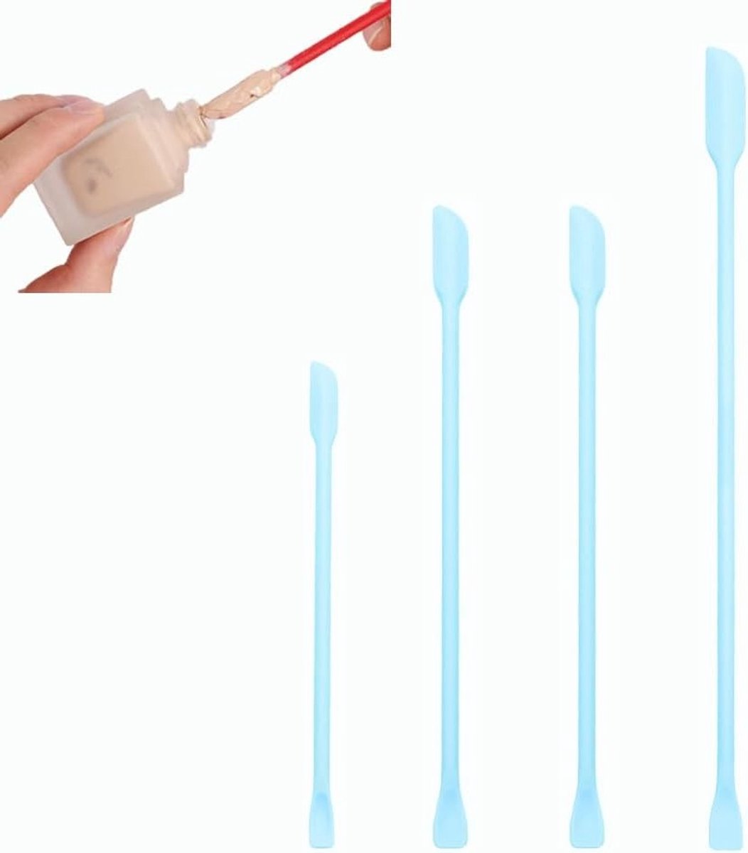 Set van 4 Mini Spatula's voor Make-up en Cosmetica, Herbruikbare Siliconen Lepels voor Crème en Voedsel, Ideaal voor Kleine Potjes en het Uithalen van Laatste Restjes