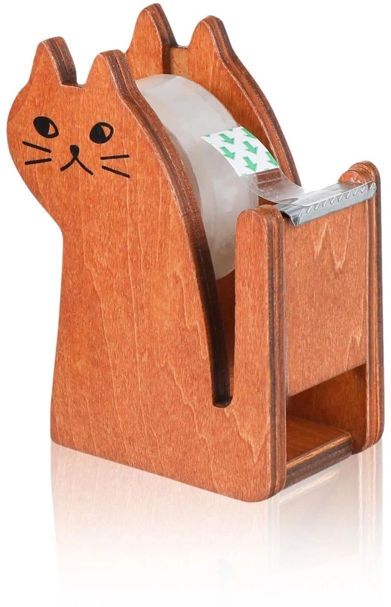 Dailygoods - Houten Plakbandafroller in Kattenvorm