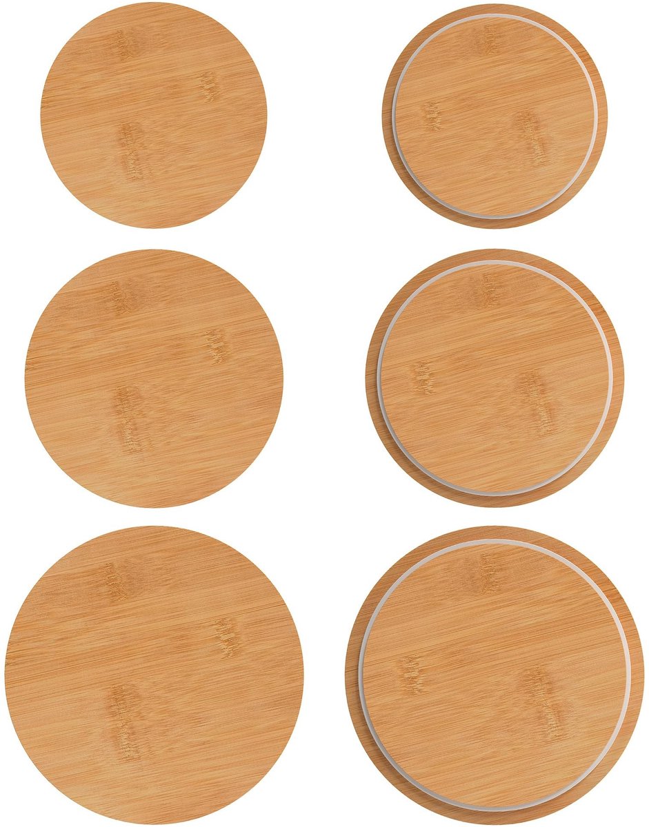 Dailygoods - Cosensi - Set van 6 Houten Vervangingsdeksels met Siliconen Ring