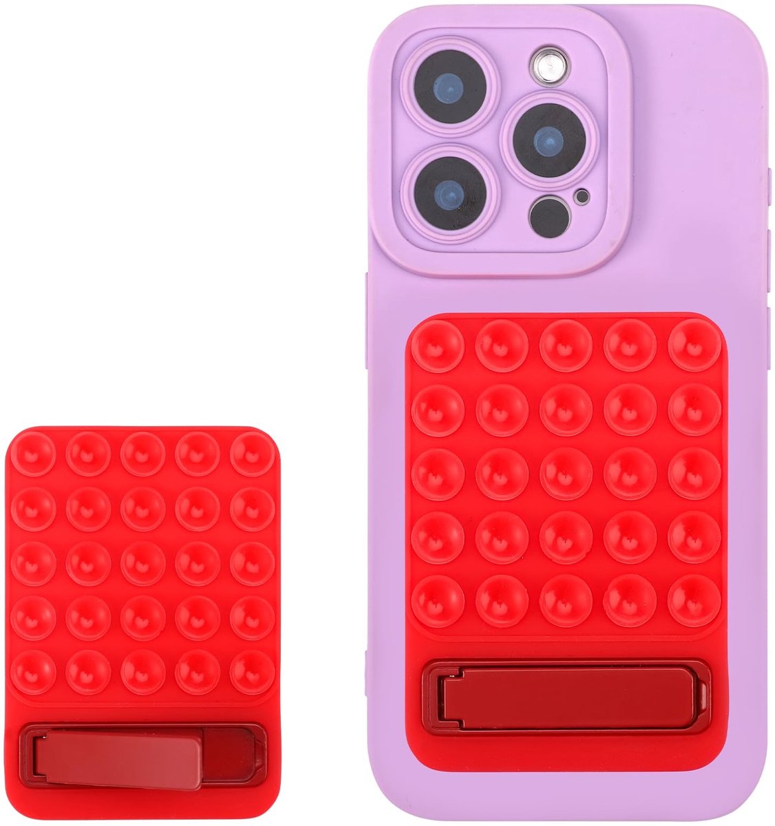 Dailygoods - Siliconen Zuignap Telefoonhouder met Opvouwbare Standaard, Rood