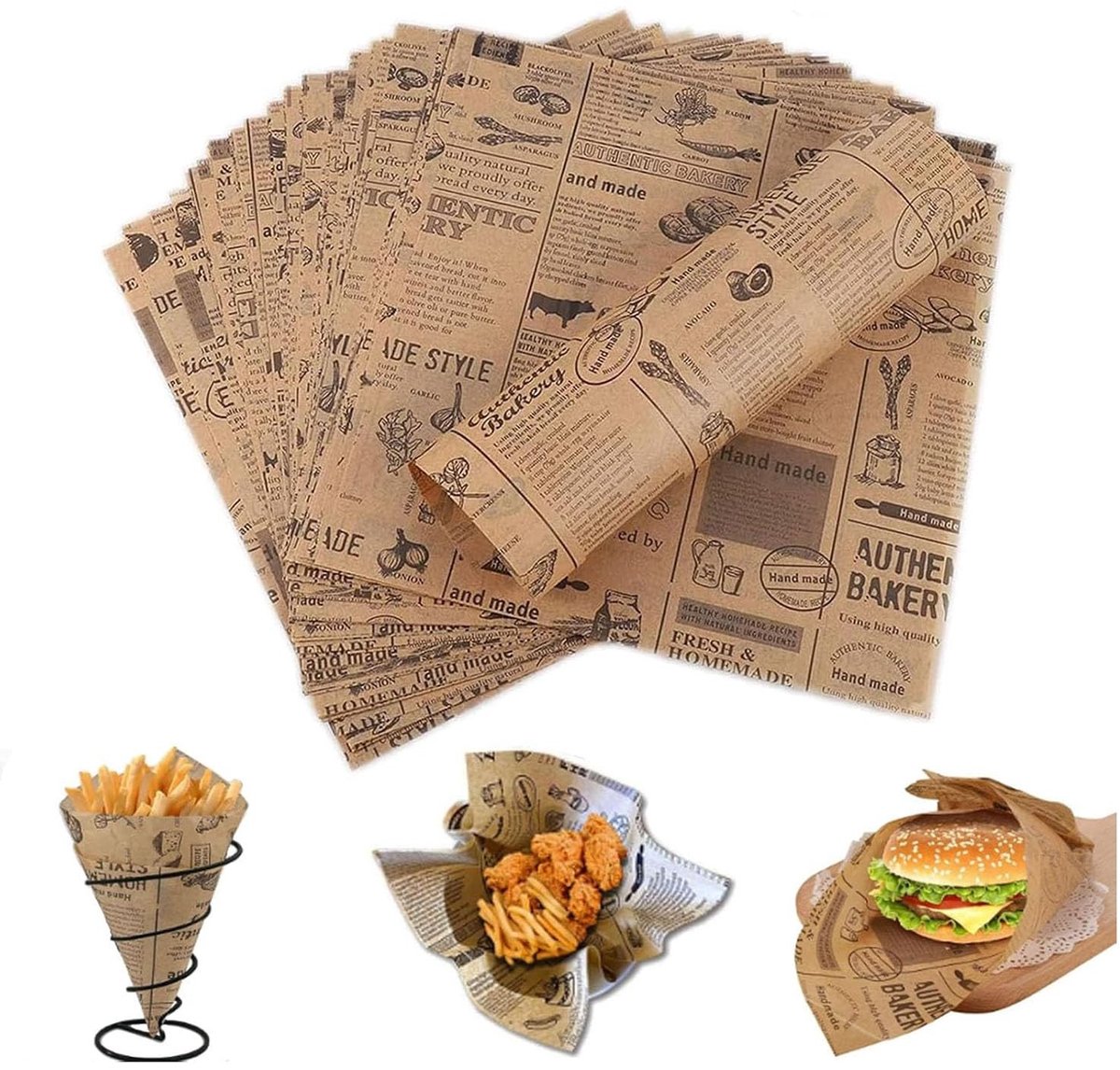 Dailygoods - 100 Vellen Voedselverpakkingspapier, Vintage Stijl