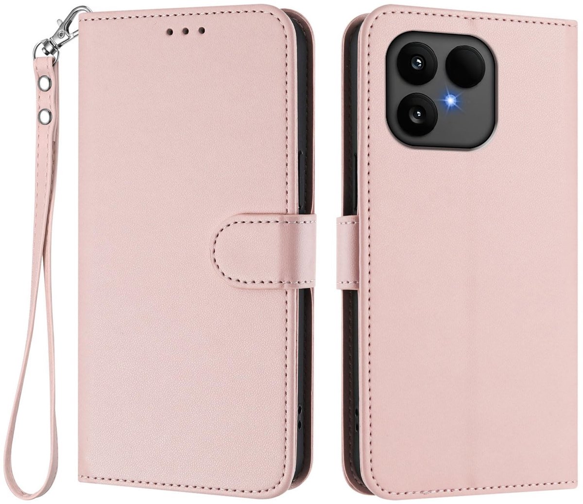 Dailygoods - Leren Hoesje voor Fairphone 6 met Portemonnee - Roze