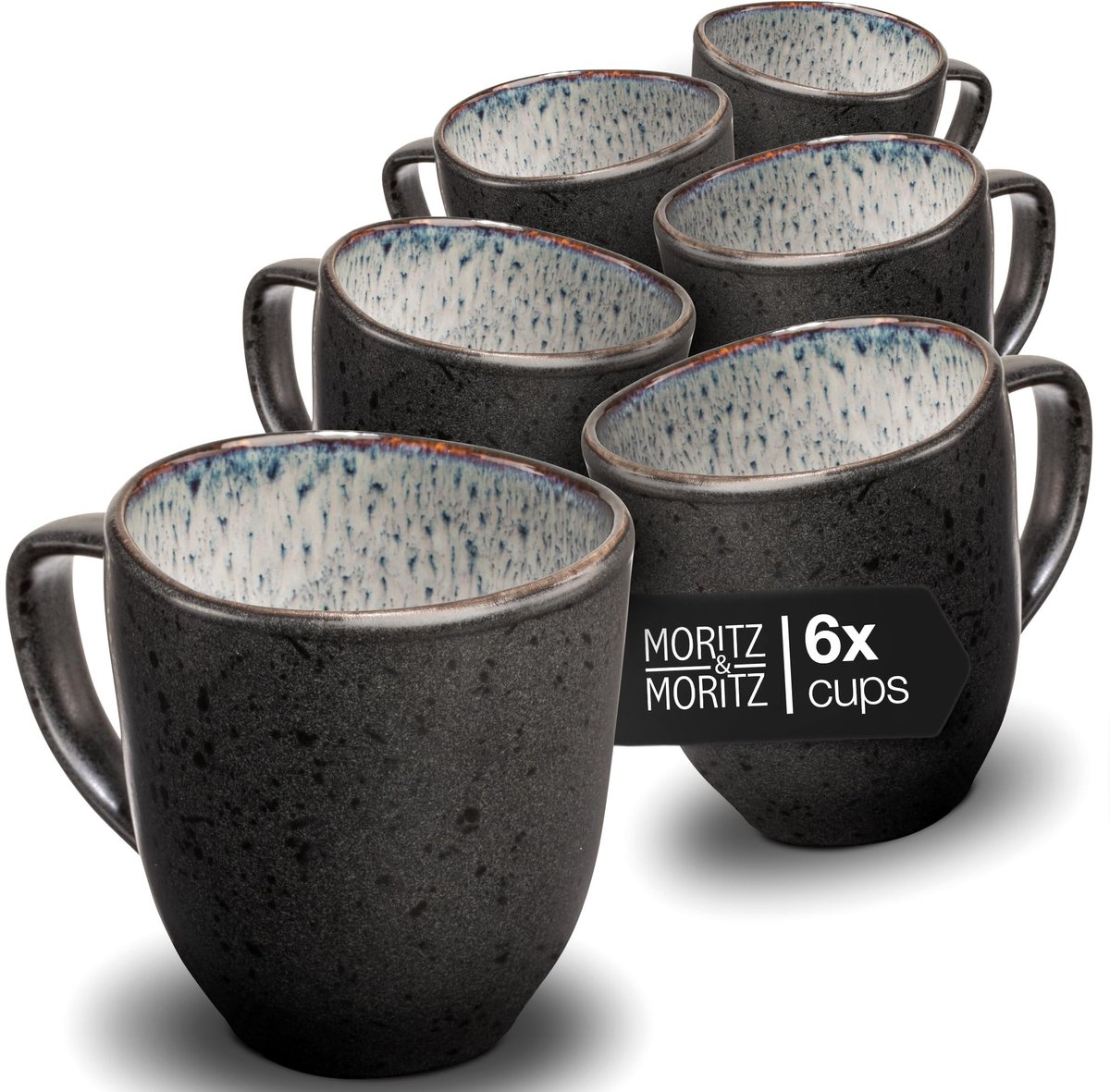 Dailygoods - Set van 6 Biologische Koffiekopjes van Steengoed met Uniek Kleurverloop