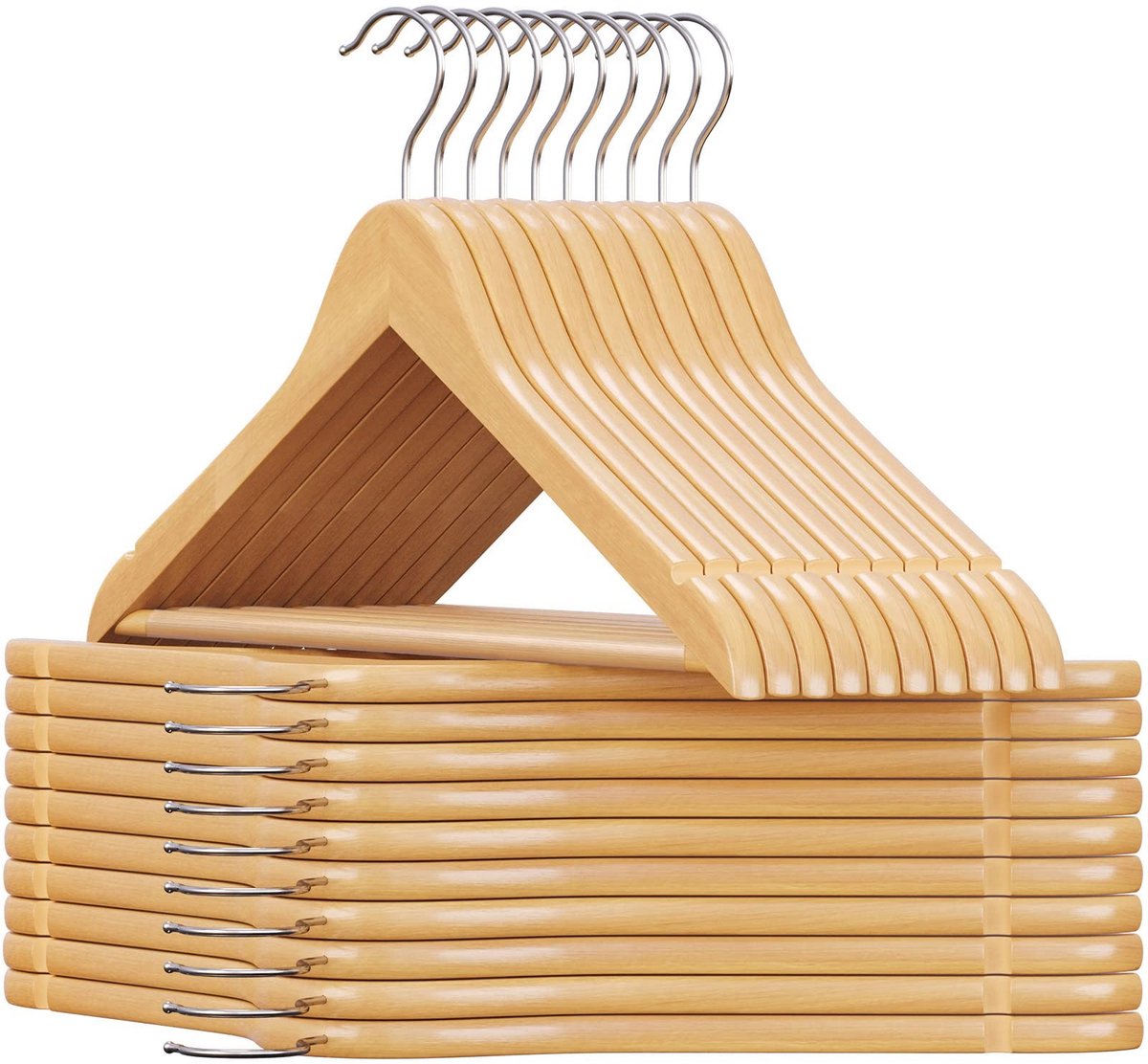 Dailygoods - Set van 20 Houten Kleerhangers met Antislip voor Kleding