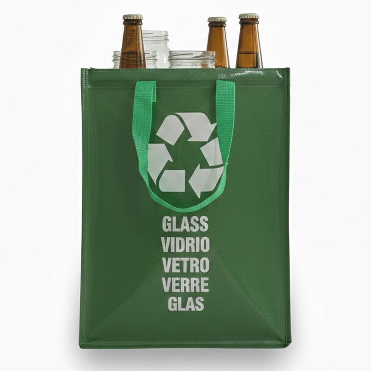 Dailygoods - Groene Recyclingzak voor Glas, Herbruikbare Vuilniszak 44L