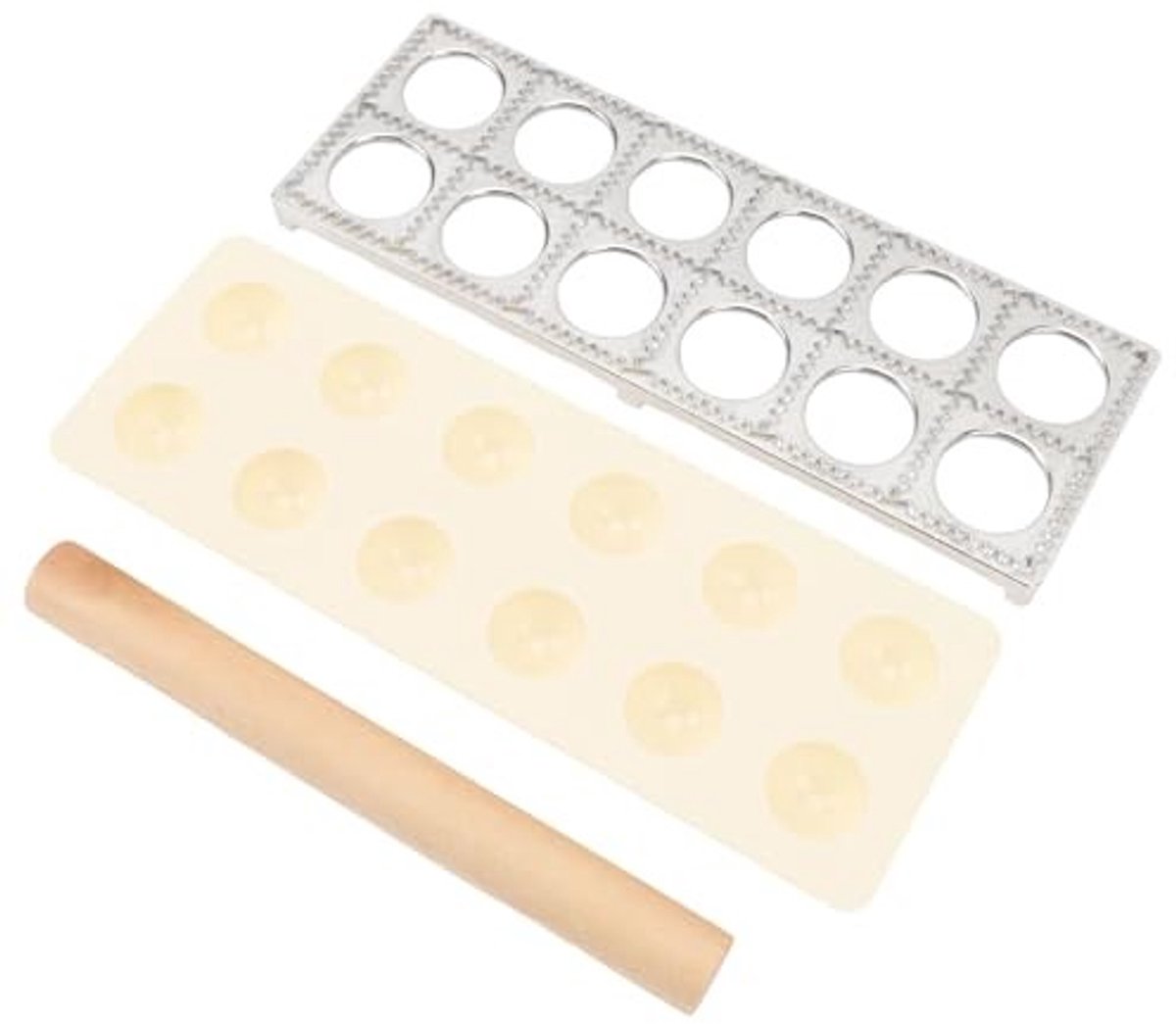 Dailygoods - 3-delige Ravioli-vormset van Aluminium met Deegroller