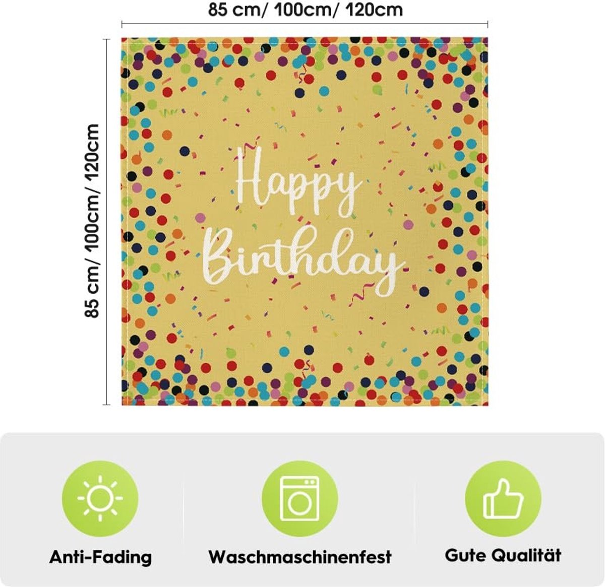 Dailygoods - Tafelkleed met Gele Stippen, 85 x 85 cm
