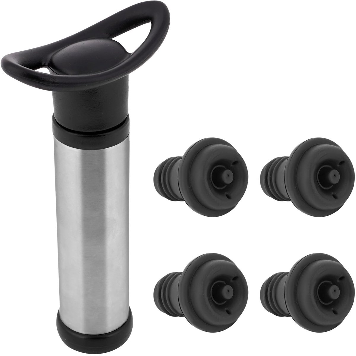 Dailygoods - Wijnvacuümpomp met 4 Herbruikbare Wijnstoppers voor Verse Wijn