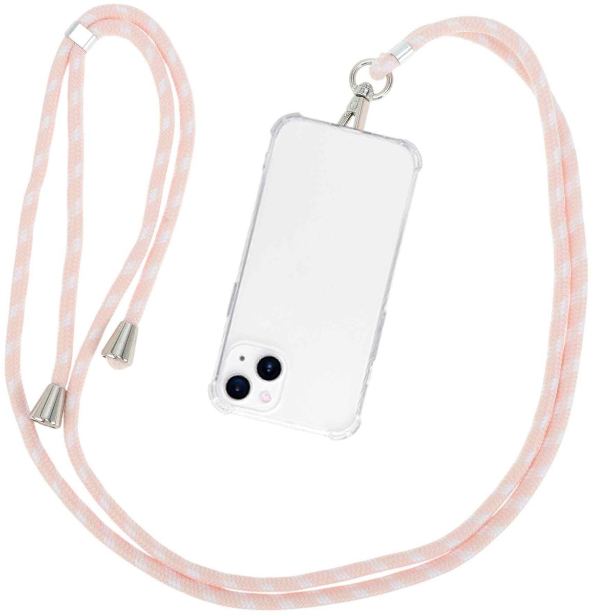 Dailygoods - Telefoonkoord met Universele Patch voor Smartphones, Roze Wit