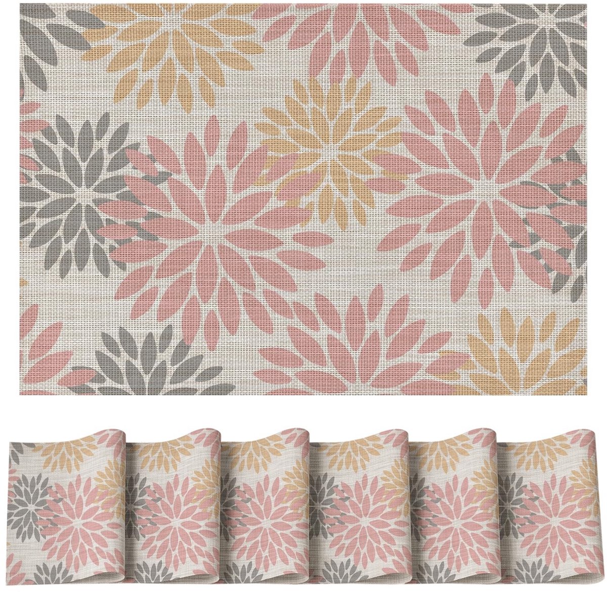 Dailygoods - Set van 6 Vuilafstotende PVC Placemats 30 x 45 cm