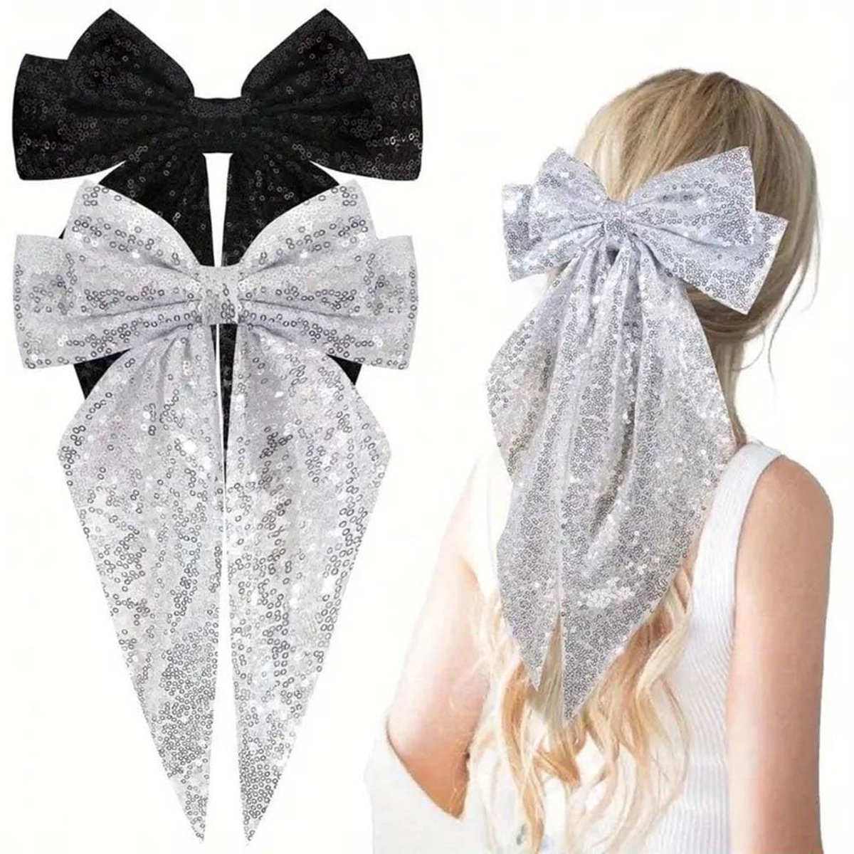 Dailygoods - Set van 2 Grote Strik Haarclips voor Meisjes