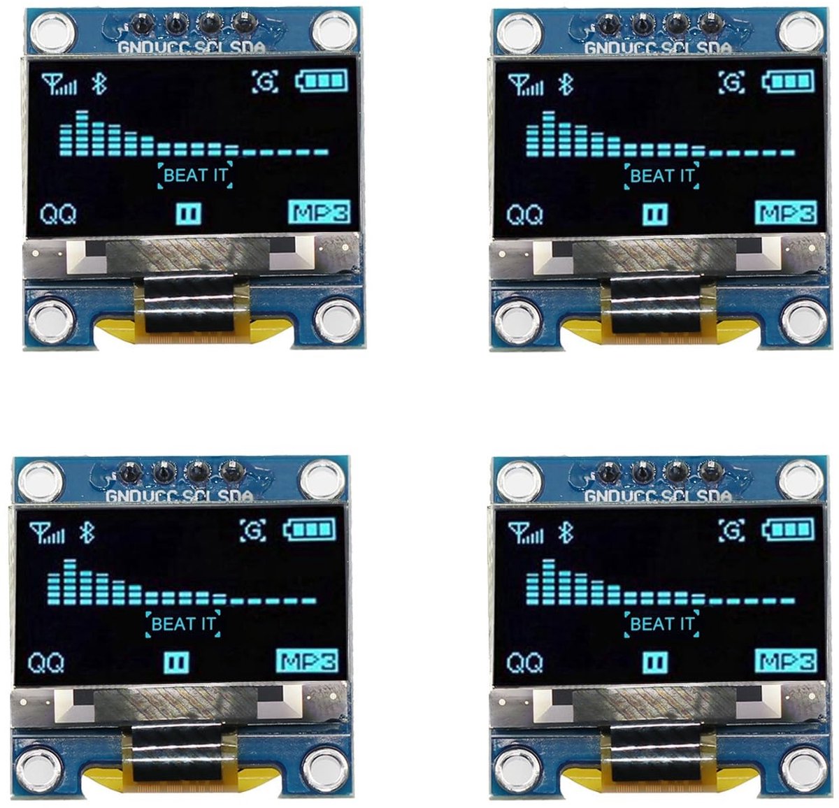 Dailygoods - Set van 4 OLED-displaymodules 0,96 inch voor Arduino en Raspberry Pi