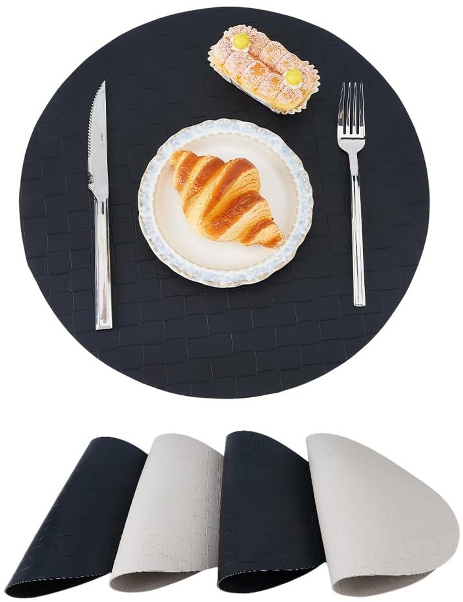 Dailygoods - Set van 6 Ronde Kunstlederen Placemats 38cm Waterdicht en Antislip