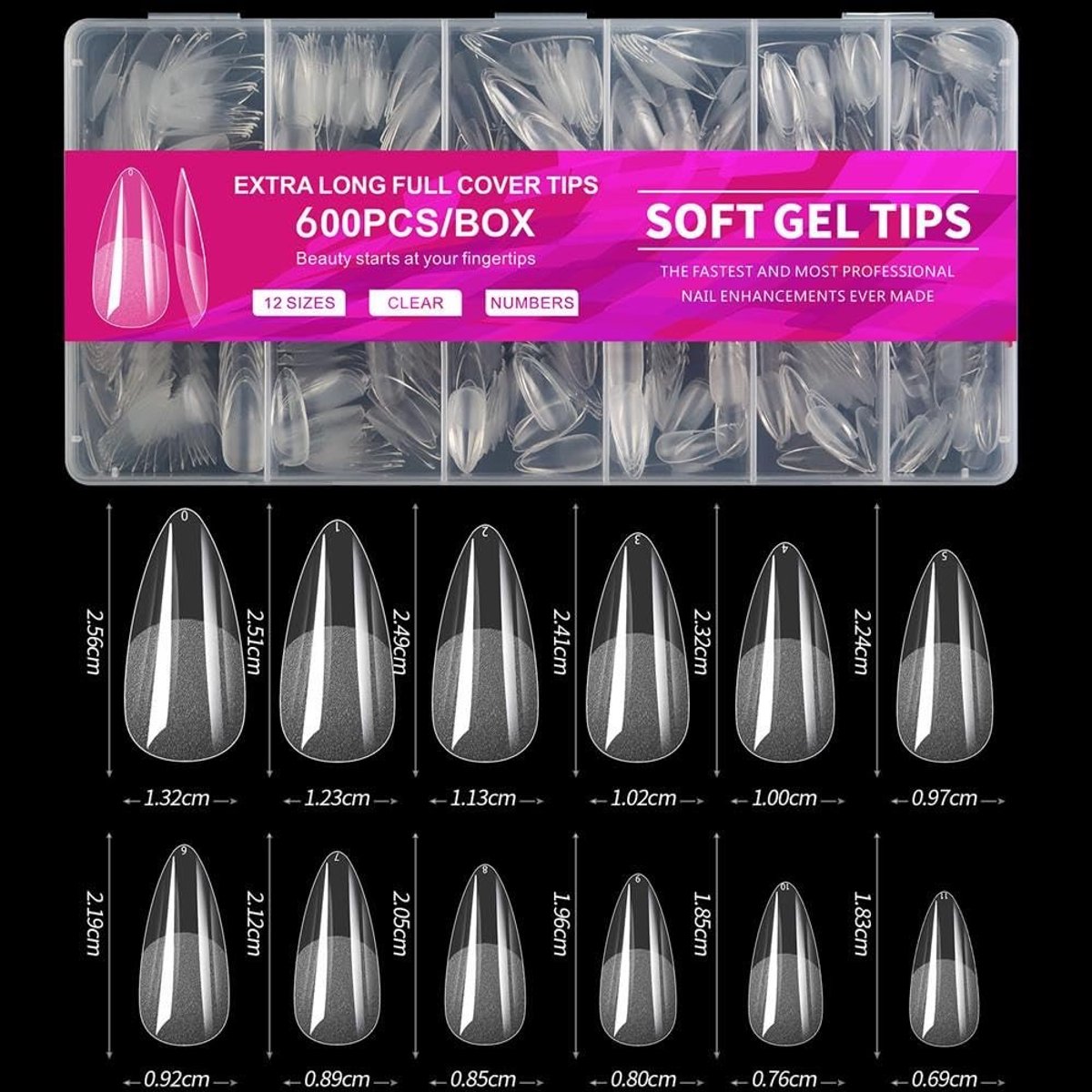 Dailygoods - Extra-Lange Flexibele Acryl Nagelverlengingen Amandelvorm
